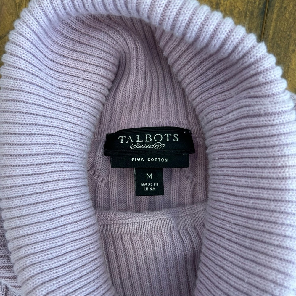 Talbots Lilac Cable Knit Turtleneck Sweater EUC - Picture 7 of 9